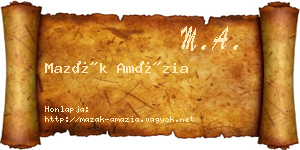 Mazák Amázia névjegykártya